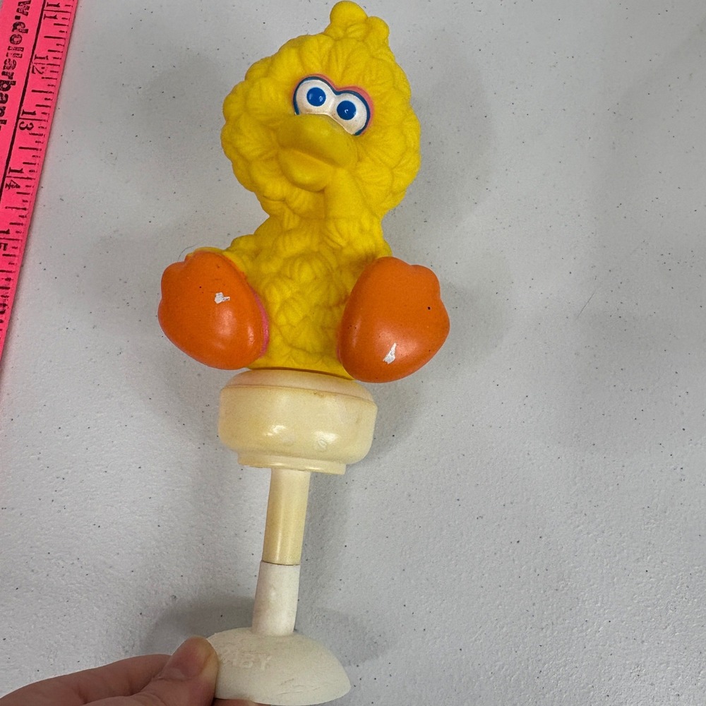 Vintage Playskool Sesame Street Big Bird Suction Cup Rattle High‎ Chair Toy 8.5"